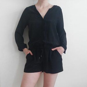 Joie Silk Slouchy Button-Up Drop Waist Romper